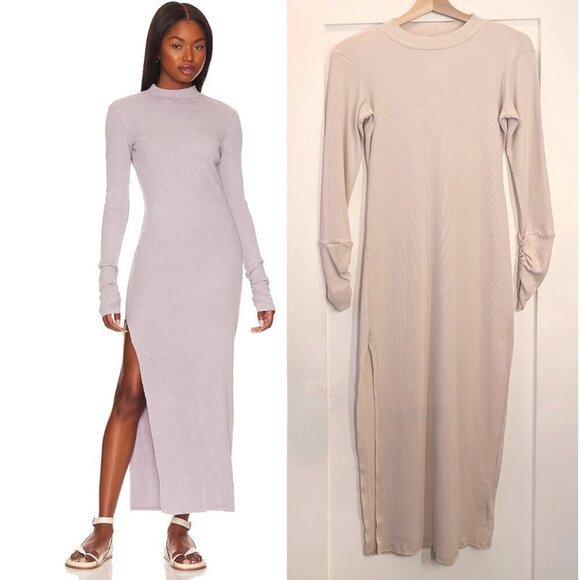 NWT Young Fabulous & Broke | Portia Ribbed Midi Dress In Cream - Picture 1 of 11